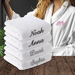 Embroidered Robe & Towels