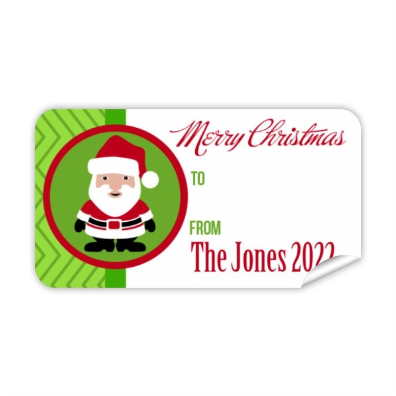 Christmas Gift Label with Green Santa