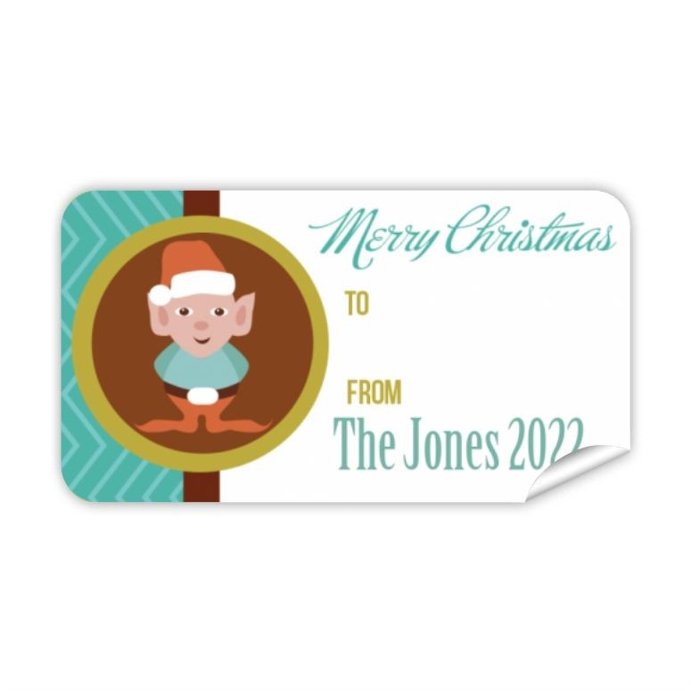 Christmas Gift Label with Elf