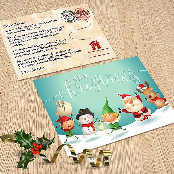 Santa & Elves Santa Postcard