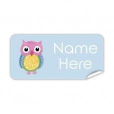 Colourful Owl Rectangle Name Label