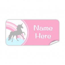 Pink Unicorn Rectangle Name Label