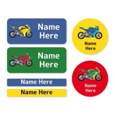 Motorbike Mixed Name Label Pack