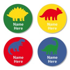 Dino Silhouette Round Name Label