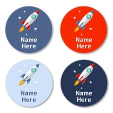 Rocket Round Name Label