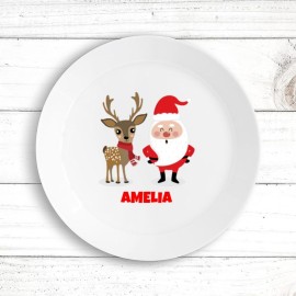 Santa & Reindeer Kids Plate