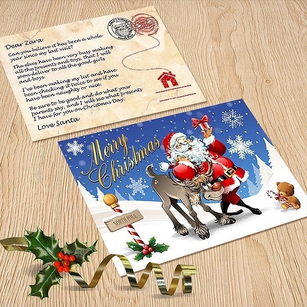 Santa & Reindeer Santa Postcard