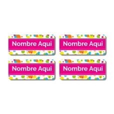 Etiquetas con nombre rectangulares de Burbujas - ES|US-ES|MX