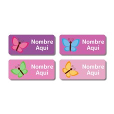 Etiquetas con nombre rectangulares de Mariposa - ES|US-ES|MX