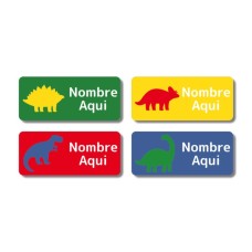 Etiquetas con nombre rectangulares de Silueta de dinosaurio - ES|US-ES|MX
