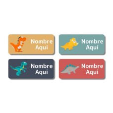 Etiquetas con nombre rectangulares de Dinosaurios - ES|US-ES|MX