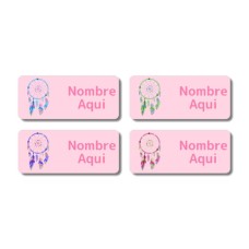 Etiquetas con nombre rectangulares de Atrapasueños - ES|US-ES|MX