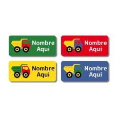 Etiquetas con nombre rectangulares de Camión Volquete - ES|US-ES|MX