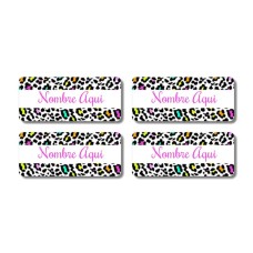 Etiquetas con nombre rectangulares de Leopardo - ES|US-ES|MX