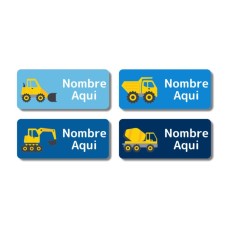 Etiquetas con nombre rectangulares de Pequeña Excavadora - ES|US-ES|MX