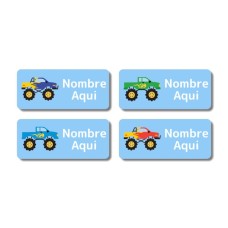 Etiquetas con nombre rectangulares de Monster Truck - ES|US-ES|MX