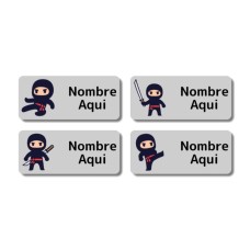 Etiquetas con nombre rectangulares de Ninja - ES|US-ES|MX