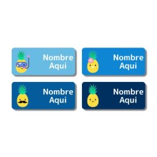 Etiquetas con nombre rectangulares de Piña - ES|US-ES|MX