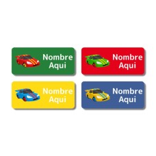 Etiquetas con nombre rectangulares de Coche de Carreras - ES|US-ES|MX