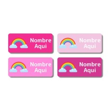 Etiquetas con nombre rectangulares de Arcoíris - ES|MX|US-ES