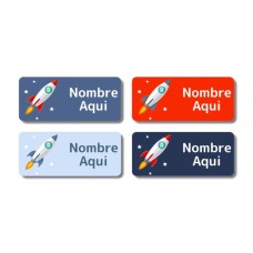 Etiquetas con nombre rectangulares de Cohetes - ES|US-ES|MX