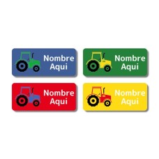 Etiquetas con nombre rectangulares de Tractores - ES|MX|US-ES