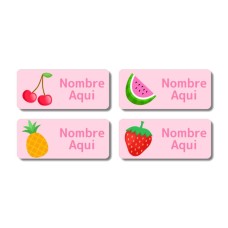 Etiquetas con nombre rectangulares de Frutas - ES|US-ES|MX