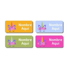 Etiquetas con nombre rectangulares de Cuerno de Unicornio - ES|MX|US-ES
