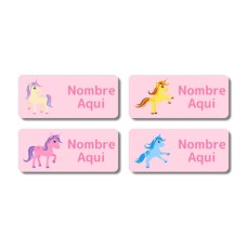 Etiquetas con nombre rectangulares de Unicornio - ES|MX|US-ES