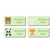Etiquetas con nombre rectangulares de Animales del Bosque - ES|MX|US-ES