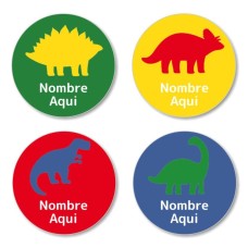 Etiquetas Redondas de Silueta de dinosaurio - ES|MX|US-ES