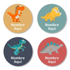 Etiquetas Redondas de Dinosaurios - ES|MX|US-ES