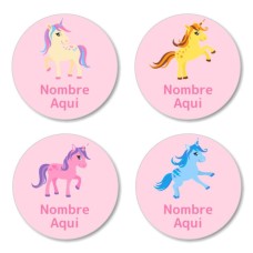 Etiquetas Redondas de Unicornio - ES|MX|US-ES