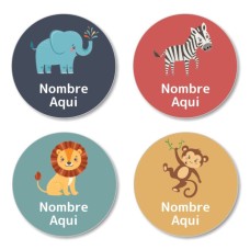 Etiquetas Redondas de Animales del Zoológico - ES|MX|US-ES