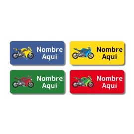 Etiquetas con nombre rectangulares de Moto