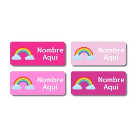 Etiquetas con nombre rectangulares de Arcoíris