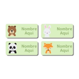 Etiquetas con nombre rectangulares de Animales del Bosque
