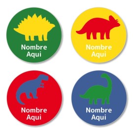 Etiquetas Redondas de Silueta de dinosaurio