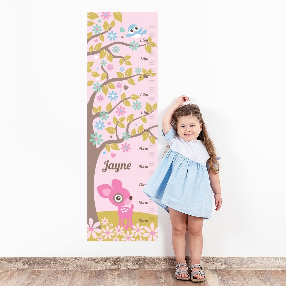 [API-Only] Pink Deer Wall Decal Height Chart