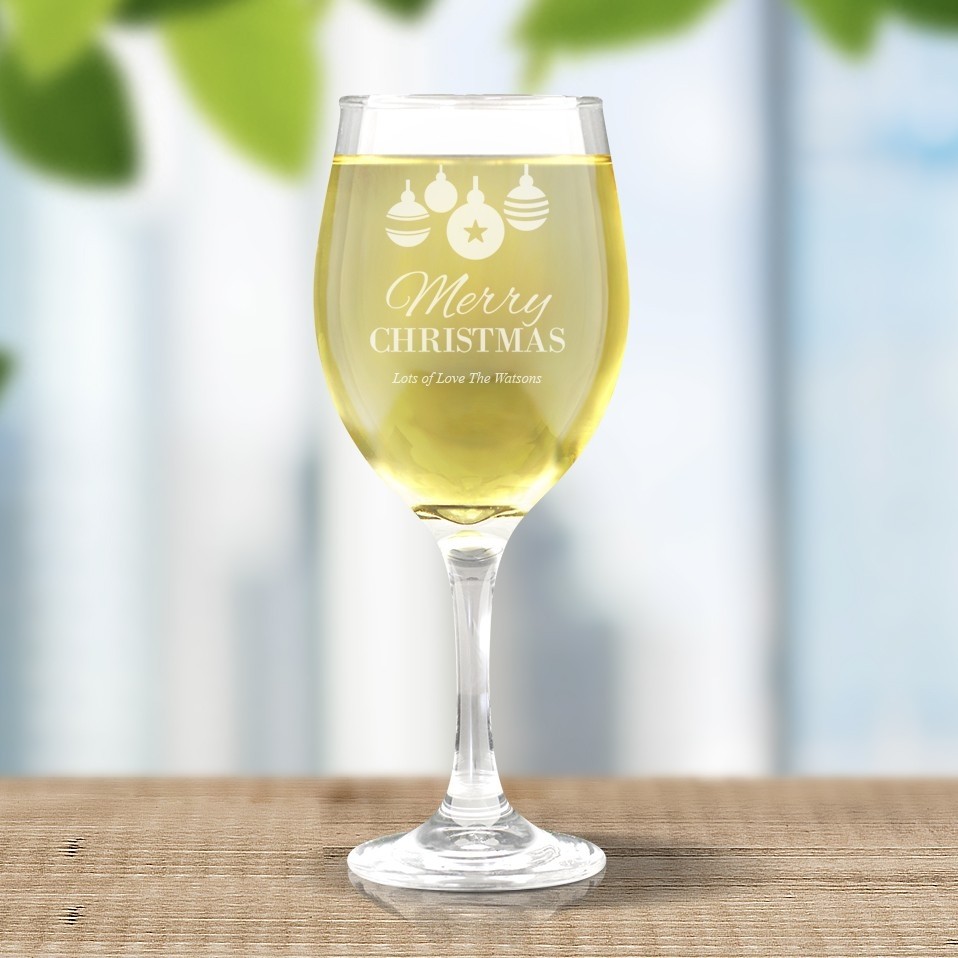 Bauble Engraved Wine Glass