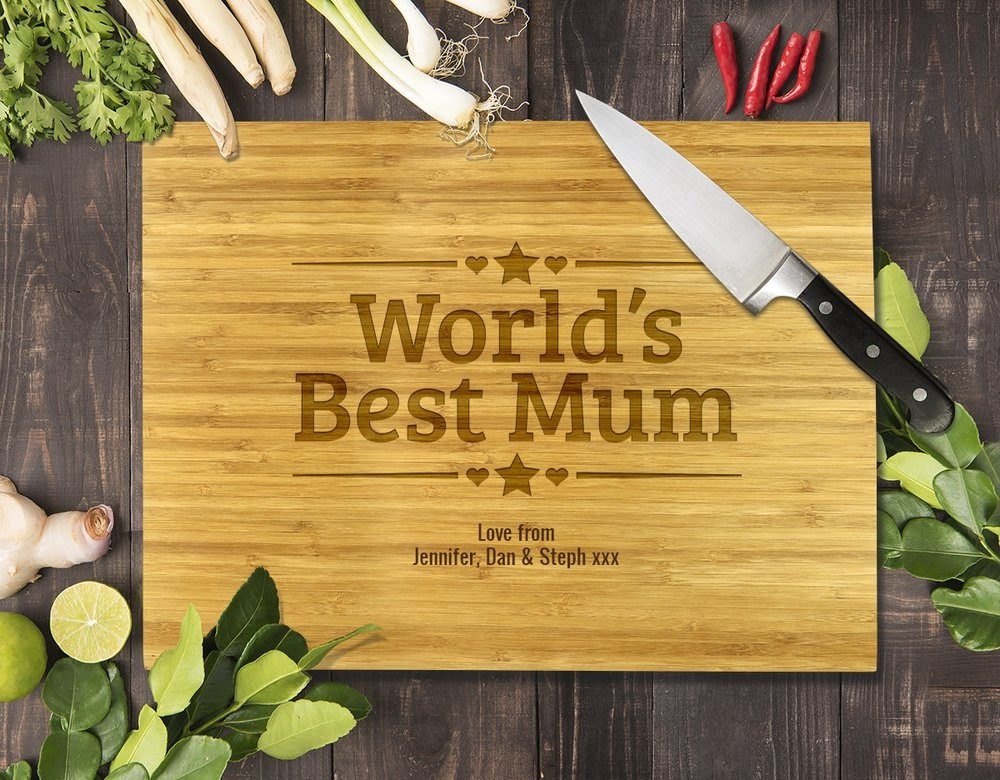 World's Best Mum Bamboo Cutting Board