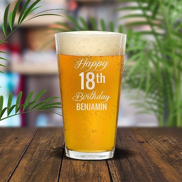 [US-Only] Fancy Happy Birthday Engraved Standard Beer Glass