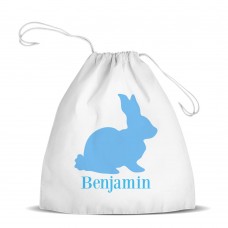 Blue Bunny White Drawstring Bag