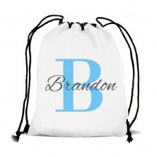 Blue Monogram Drawstring Sports Bag