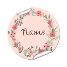 Flower Wreath Round Name Label