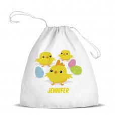 Easter Chicks White Drawstring Bag