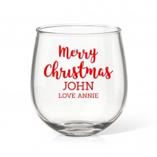 Merry Christmas Stemless Wine Glass