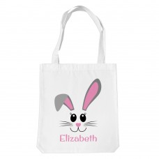 Pink Bunny Face White Tote Bag
