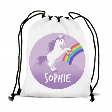 Purple Unicorn Drawstring Sports Bag