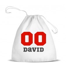 Sports Number White Drawstring Bag